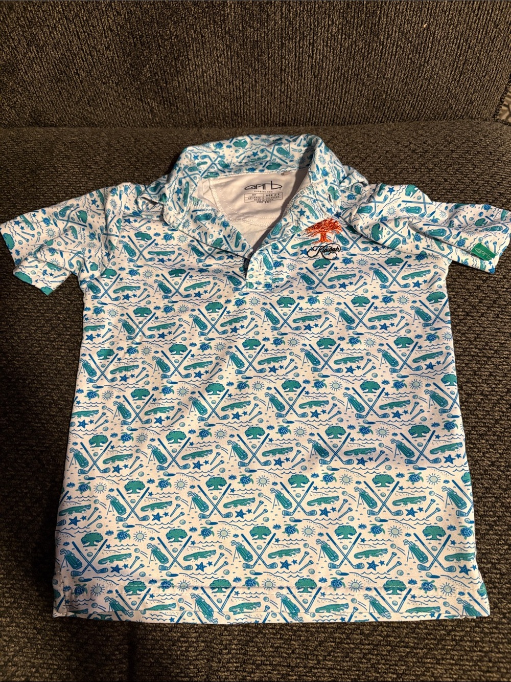 Garb 3T Blue & White Golf Polo